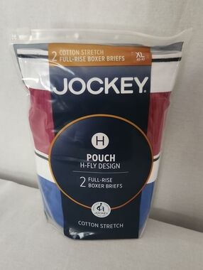 Jockey Cotton Stretch Boxer Briefs – Red, Blue (2-Pack) Xl 40-42"